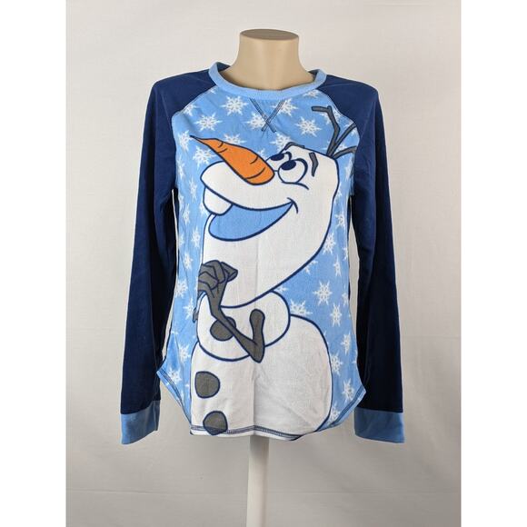 Disney Olaf Fleece Classic Pajama Top Medium (8/10) Crew Neck Long Sleeve Frozen - Picture 1 of 5